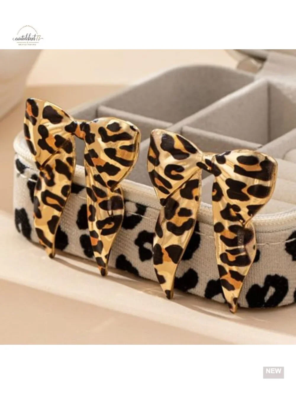 Chunky Leopard Dangle Earrings Statement Drop Geometric Animal Print